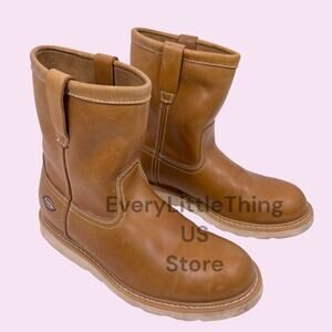 Dickies Work Boots Mens 9 Pull On Caml Brown Leather Carpenter Utility Barn Rare